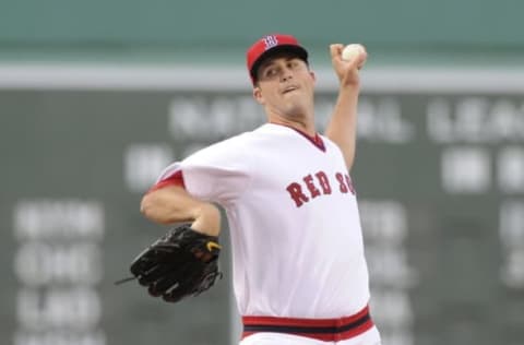 Jul 20, 2016; Boston, MA, USA; Boston Red Sox starting pitcher Drew Pomeranz (31) pitches during the first inning against the San Francisco Giants at Fenway Park. Mandatory Credit: Bob DeChiara-USA TODAY Sports