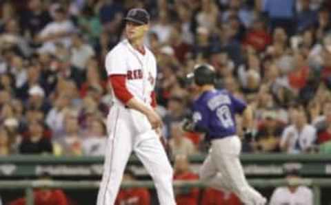 May 26, 2016; Boston, MA, USA; Boston Red Sox starting pitcher Clay Buchholz (11) at Fenway Park. Mandatory Credit: David Butler II-USA TODAY Sports