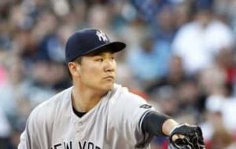 Jul 5, 2016; Chicago, IL, USA; New York Yankees starting pitcher Masahiro Tanaka (19) at U.S. Cellular Field. Mandatory Credit: Caylor Arnold-USA TODAY Sports