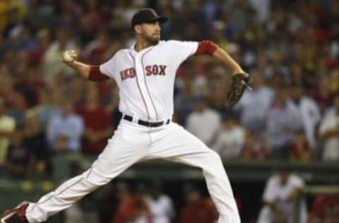 Aug 9, 2016; Boston, MA, USA; Boston Red Sox relief pitcher 