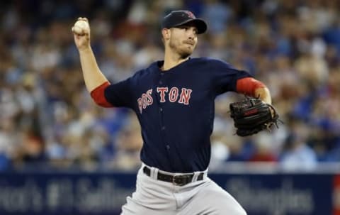 Sep 9, 2016; Toronto, Ontario, CAN; Boston Red Sox starting pitcher Rick Porcello (22) throws against the Toronto Blue Jays in the sixth inning at Rogers Centre. Mandatory Credit: John E. Sokolowski-USA TODAY Sports