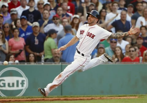 Jun 4, 2016; Boston, MA, USA; Boston Red Sox left fielder Blake Swihart (23) runs to home during the sixth inning against the Toronto Blue Jays at Fenway Park. Mandatory Credit: Winslow Townson-USA TODAY Sports