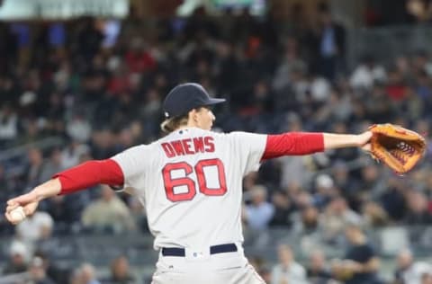 Sep 29, 2016; Bronx, NY, USA; Boston Red Sox starting pitcher Henry Owens (60) pitches during the first inning against the New York Yankees at Yankee Stadium. Mandatory Credit: Anthony Gruppuso-USA TODAY Sports