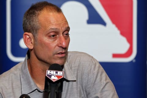 Dec 6, 2016; National Harbor, MD, USA; Arizona Diamondbacks manager Torey Lovullo speaks with the media on day two of the 2016 Baseball Winter Meetings at Gaylord National Resort & Convention Center. Mandatory Credit: Geoff Burke-USA TODAY Sports