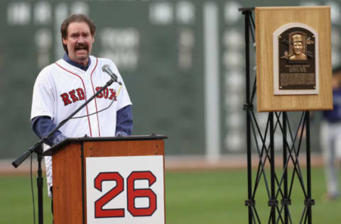 BOSTON, MA – MAY 26: Wade Boggs speaks during his uniform number retirement ceremony prior to the game between the Boston Red Sox and the Colorado Rockies at Fenway Park on May 26, 2016 in Boston, Massachusetts. (Photo by Maddie Meyer/Getty Images)