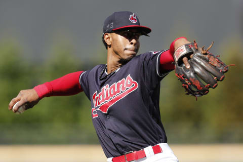 CLEVELAND, OH – SEPTEMBER 15:Francisco Lindor #12 of the Cleveland Indians warms up in the infield before the start of the game against the Detroit Tigers at Progressive Field on September 15, 2018 in Cleveland, Ohio. The Indians defeated the Tigers 15-0. (Photo by David Maxwell/Getty Images)