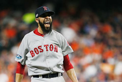 HOUSTON, TX – OCTOBER 18: David Price #24 of the Boston Red Sox reacts after striking out Jose Altuve #27 of the Houston Astros (Photo by Bob Levey/Getty Images)