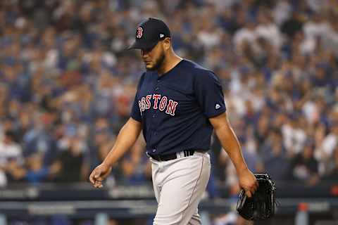 LOS ANGELES, CA – OCTOBER 27: Pitcher Eduardo Rodriguez #57 of the Boston Red Sox leaves in the sixth inning of Game Four of the 2018 World Series against the Los Angeles Dodgers at Dodger Stadium on October 27, 2018 in Los Angeles, California. (Photo by Sean M. Haffey/Getty Images)