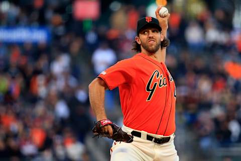 SAN FRANCISCO, CALIFORNIA – APRIL 26: Madison Bumgarner #40 of the San Francisco Giants pitches during the first inning against the New York Yankees at Oracle Park on April 26, 2019 in San Francisco, California.(Photo by Daniel Shirey/Getty Images)