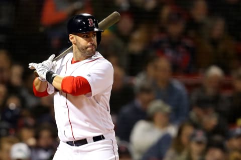 BOSTON, MASSACHUSETTS – APRIL 29: J.D. Martinez #28 of the Boston Red Sox at bat during the sixth inning against the Oakland Athletics at Fenway Park on April 29, 2019 in Boston, Massachusetts. (Photo by Maddie Meyer/Getty Images)