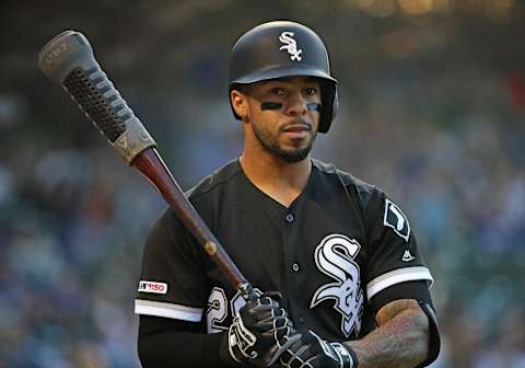 CHICAGO, ILLINOIS – JUNE 18: Leury Garcia #28 of the Chicago White Sox waits in the on deck circle to bat against the Chicago Cubs at Wrigley Field on June 18, 2019 in Chicago, Illinois. (Photo by Jonathan Daniel/Getty Images)