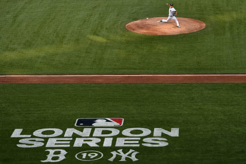 LONDON, ENGLAND – JUNE 29: Masahiro Tanaka #19 of the New York Yankees pitches during the MLB London Series game between the New York Yankees and the Boston Red Sox at London Stadium on June 29, 2019 in London, England. (Photo by Justin Setterfield/Getty Images)