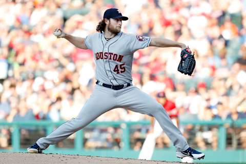 CLEVELAND, OH – AUGUST 01: Gerrit Cole #45 of the Houston Astros pitches against the Cleveland Indians in the first inning at Progressive Field on August 1, 2019 in Cleveland, Ohio. The Astros defeated the Indians 7-1. (Photo by David Maxwell/Getty Images)