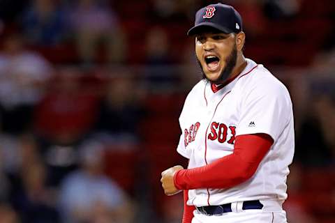 BOSTON, MASSACHUSETTS – SEPTEMBER 04: Eduardo Rodriguez #57 of the Boston Red Sox celebrates after pitching the seventh inning against the Minnesota Twins at Fenway Park on September 04, 2019 in Boston, Massachusetts. (Photo by Maddie Meyer/Getty Images)