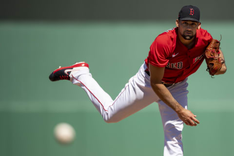 FT. MYERS, FL – MARCH 7: Nathan Eovaldi #17 of the Boston Red Sox delivers during the second inning of a Grapefruit League game against the Toronto Blue Jays on March 7, 2020 at jetBlue Park at Fenway South in Fort Myers, Florida. (Photo by Billie Weiss/Boston Red Sox/Getty Images)