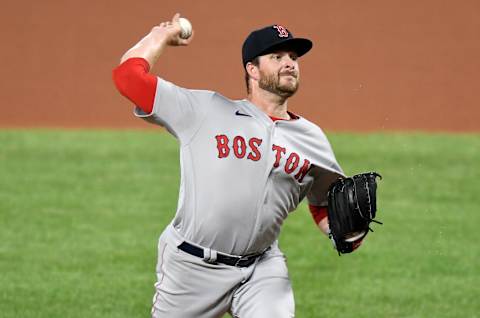 Red Sox reliever Ryan Brasier on the mound. (Photo by Greg Fiume/Getty Images)