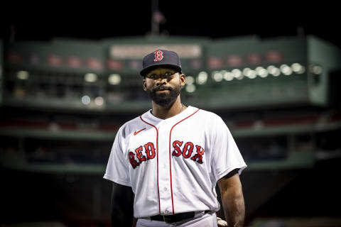 BOSTON, MA – SEPTEMBER 24: Jackie Bradley Jr. #19 of the Boston Red Sox poses for a portrait in center field before the first pitch of a game against the Baltimore Orioles on September 24, 2020 at Fenway Park in Boston, Massachusetts. The 2020 season had been postponed since March due to the COVID-19 pandemic. (Photo by Billie Weiss/Boston Red Sox/Getty Images)