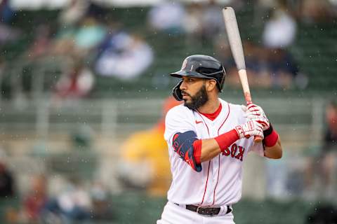 FT. MYERS, FL – MARCH 6: Marwin Gonzalez #12 of the Boston Red Sox bats during the second inning of a Grapefruit League game against the Minnesota Twins on March 6, 2021 at jetBlue Park at Fenway South in Fort Myers, Florida. (Photo by Billie Weiss/Boston Red Sox/Getty Images)