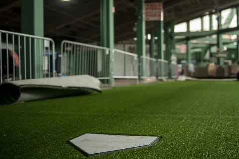 BOSTON, MA – JUNE 29: A bullpen is constructed in the concourse in advance of a training period before the start of the 2020 Major League Baseball season on June 29, 2020 at Fenway Park in Boston, Massachusetts. The season was delayed due to the coronavirus pandemic. (Photo by Billie Weiss/Boston Red Sox/Getty Images)