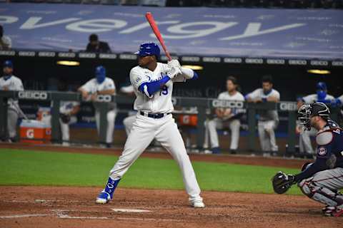 KANSAS CITY, MO – AUGUST 8: Franchy Cordero #19 of the Kansas City Royals bats against the Minnesota Twins at Kauffman Stadium on August 8, 2020 in Kansas City, Missouri. (Photo by Ed Zurga/Getty Images)