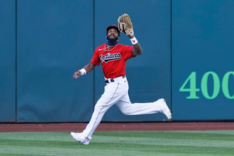 CLEVELAND, OH – AUGUST 06: Delino DeShields #0 of the Cleveland Indians (Photo by Ron Schwane/Getty Images)