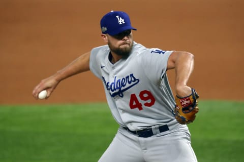 ARLINGTON, TEXAS – OCTOBER 08: Blake Treinen #49 of the Los Angeles Dodgers (Photo by Ronald Martinez/Getty Images)