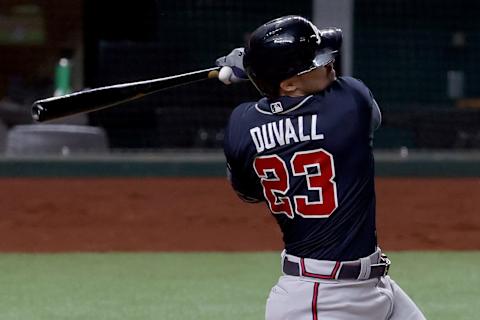 ARLINGTON, TEXAS – OCTOBER 12: Adam Duvall #23 of the Atlanta Braves (Photo by Tom Pennington/Getty Images)