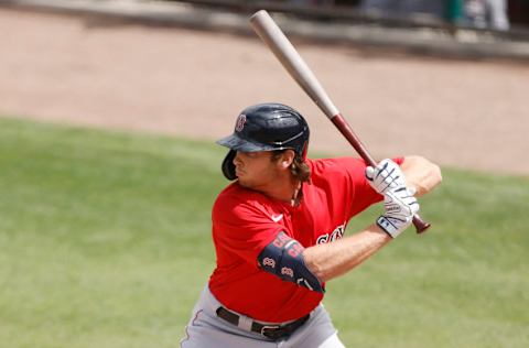 FORT MYERS, FLORIDA - MARCH 14: Triston Casas #94 of the Boston Red Sox at bat against the Minnesota Twins during a Grapefruit League spring training game at Hammond Stadium on March 14, 2021 in Fort Myers, Florida. (Photo by Michael Reaves/Getty Images)