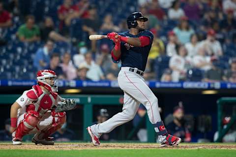 PHILADELPHIA, PA – MAY 22: Franchy Cordero #16 of the Boston Red Sox bats against the Philadelphia Phillies at Citizens Bank Park on May 22, 2021 in Philadelphia, Pennsylvania. The Red Sox defeated the Phillies 4-3. (Photo by Mitchell Leff/Getty Images)