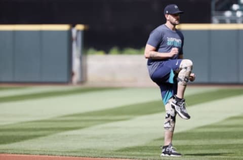 SEATTLE, WASHINGTON – JULY 07: James Paxton #65 of the Seattle Mariners warms up before the game against the New York Yankees at T-Mobile Park on July 07, 2021 in Seattle, Washington. (Photo by Steph Chambers/Getty Images)