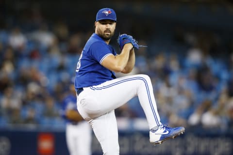 TORONTO, ON – SEPTEMBER 30: Robbie Ray #38 of the Toronto Blue Jays pitches in the second inning of their MLB game against the New York Yankees at Rogers Centre on September 30, 2021 in Toronto, Ontario. (Photo by Cole Burston/Getty Images)