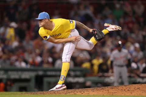 BOSTON, MASSACHUSETTS – JUNE 20: Tanner Houck #89 of the Boston Red Sox delivers a pitch during the ninth inning against the Detroit Tigers at Fenway Park on June 20, 2022 in Boston, Massachusetts. (Photo by Paul Rutherford/Getty Images)