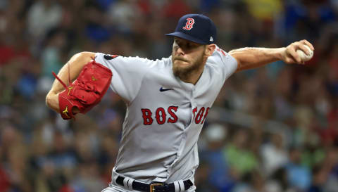 ST PETERSBURG, FLORIDA – JULY 12: Chris Sale #41 of the Boston Red Sox pitches during a game against the Tampa Bay Rays at Tropicana Field on July 12, 2022 in St Petersburg, Florida. (Photo by Mike Ehrmann/Getty Images)