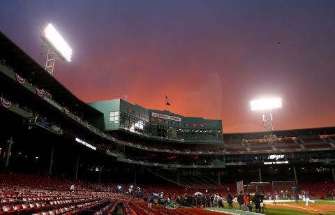 BOSTON, MA – OCTOBER 22: The sunsets during team workout for the Boston Red Sox in the 2013 World Series Media Day at Fenway Park on October 22, 2013 in Boston, Massachusetts. The Red Sox host the Cardinals in Game 1 on October 23, 2013. (Photo by Rob Carr/Getty Images)