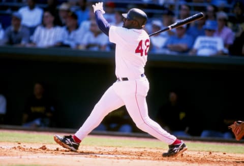 7 Mar 1998: Mo Vaughn #42 of the Boston Red Sox in action during a spring training game against the Pittsburgh Pirates at the City of Palms Park in Fort Myers, Florida. The Red Sox defeated the Pirates 9-5. Mandatory Credit: Jonathan Kirn /Allsport