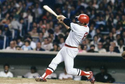 NEW YORK – CIRCA 1977: Carl Yastrzemski #8 of the Boston Red Sox bats against the New York Yankees during an Major League Baseball game circa 1977 at Yankee Stadium in the Bronx borough of New York City. Yastrzemski Played for the Red Sox from 1961-83. (Photo by Focus on Sport/Getty Images)