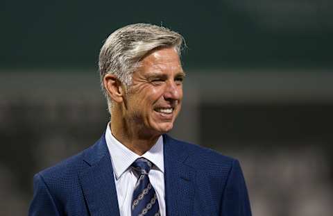 BOSTON, MA – SEPTEMBER 18: Dave Dombrowski the President of Baseball Operations of the Boston Red Sox stands at home plate before a game against the New York Yankees at Fenway Park on September 18, 2016 in Boston, Massachusetts. The Red Sox won 5-4. (Photo by Rich Gagnon/Getty Images)