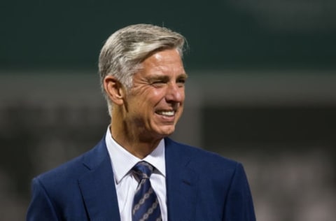 BOSTON, MA – SEPTEMBER 18: Dave Dombrowski the President of Baseball Operations of the Boston Red Sox stands at home plate before a game against the New York Yankees at Fenway Park on September 18, 2016 in Boston, Massachusetts. The Red Sox won 5-4. (Photo by Rich Gagnon/Getty Images)