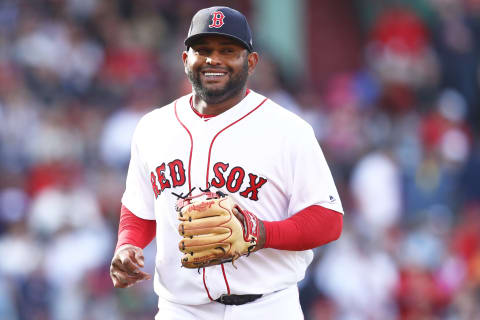 BOSTON, MA – APRIL 15: Pablo Sandoval #48 of the Boston Red Sox runs to the dugout during the third inning against the Tampa Bay Rays at Fenway Park on April 15, 2017 in Boston, Massachusetts. All players are wearing #42 in honor of Jackie Robinson Day.(Photo by Maddie Meyer/Getty Images)