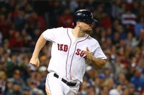 BOSTON, MA – MAY 24: Sam Travis #59 of the Boston Red Sox runs to first base in the seventh inning during a game against the Texas Rangers at Fenway Park on May 24, 2017 in Boston, Massachusetts. (Photo by Adam Glanzman/Getty Images)