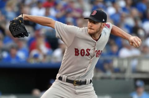 KANSAS CITY, MO -JUNE 20: Chris Sale #41 of the Boston Red Sox throws in the first inning against the Kansas City Royals at Kauffman Stadium on June 20, 2017 in Kansas City, Missouri. (Photo by Ed Zurga/Getty Images)