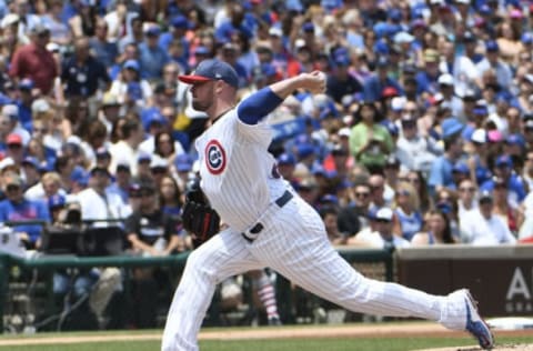 CHICAGO, IL – JULY 04: Jon Lester #34 of the Chicago Cubs pitches against the Tampa Bay Rays during the first inning on July 4, 2017 at Wrigley Field in Chicago, Illinois. (Photo by David Banks/Getty Images)