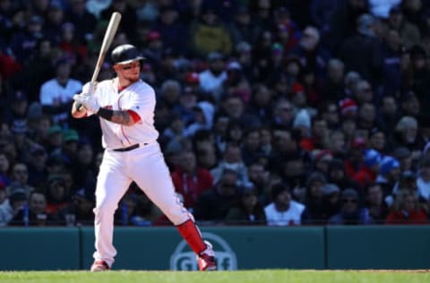 BOSTON, MA – APRIL 05: Christian Vazquez #7 of the Boston Red Sox at bat during the third inning of the Red Sox home opening game against the Tampa Bay Rays at Fenway Park on April 5, 2018 in Boston, Massachusetts. (Photo by Maddie Meyer/Getty Images)