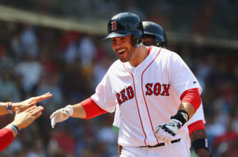 BOSTON, MA – MAY 02: J.D. Martinez #28 of the Boston Red Sox celebrates after hitting a two-run home run during the fourth inning against the Kansas City Royals at Fenway Park on May 2, 2018 in Boston, Massachusetts. (Photo by Tim Bradbury/Getty Images)