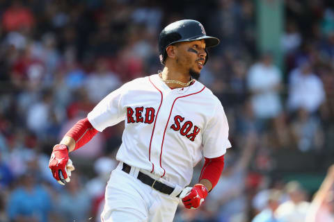 BOSTON, MA – MAY 02: Mookie Betts #50 of the Boston Red Sox runs the bases after hitting a solo home run during the seventh inning against the Kansas City Royals at Fenway Park on May 2, 2018 in Boston, Massachusetts. (Photo by Tim Bradbury/Getty Images)