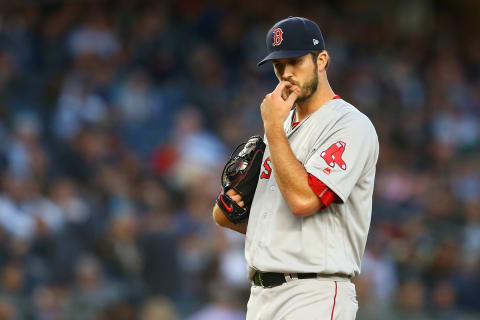 NEW YORK, NY – MAY 08: Drew Pomeranz #31 of the Boston Red Sox bites on his nail during the second inning against the New York Yankees at Yankee Stadium on May 8, 2018 in the Bronx borough of New York City. (Photo by Mike Stobe/Getty Images)