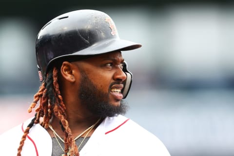 BOSTON, MA – APRIL 14: Hanley Ramirez #13 of the Boston Red Sox looks on during a game against the Baltimore Orioles at Fenway Park on April 14, 2018 in Boston, Massachusetts. (Photo by Adam Glanzman/Getty Images)