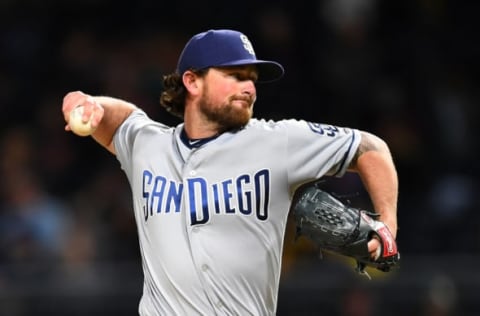 PITTSBURGH, PA – MAY 18: Kirby Yates #39 of the San Diego Padres pitches during the seventh inning against the Pittsburgh Pirates at PNC Park on May 18, 2018 in Pittsburgh, Pennsylvania. (Photo by Joe Sargent/Getty Images)