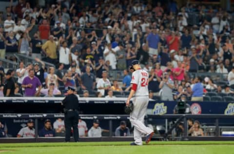 NEW YORK, NY – JULY 01: David Price #24 of the Boston Red Sox walks to the dugout after he was removed from a game against the Boston Red Sox in the fourth inning at Yankee Stadium on July 1, 2018 in the Bronx borough of New York City. (Photo by Jim McIsaac/Getty Images)