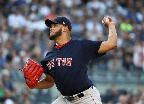 NEW YORK, NV – JUNE 29: Eduardo Rodriguez #57 of the Boston Red Sox pitches against the New York Yankees during their game at Yankee Stadium on June 29, 2018 in New York City. (Photo by Al Bello/Getty Images)